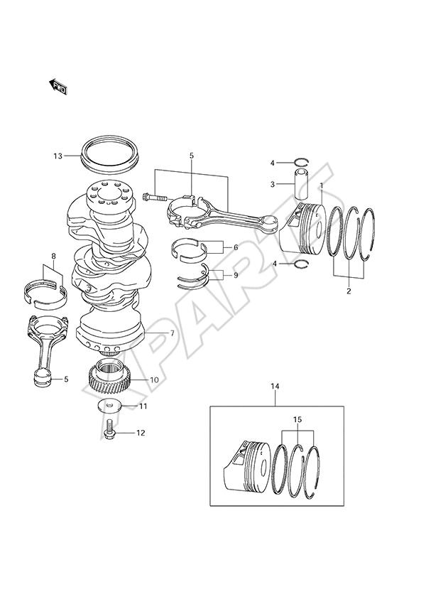  Crankshaft til Suzuki motor